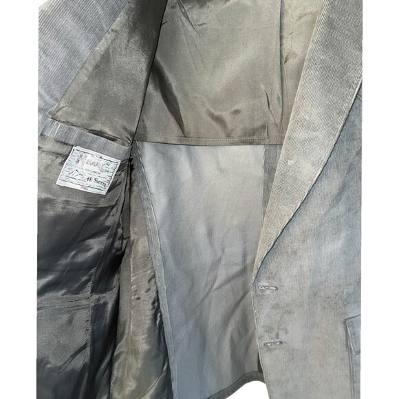 Vtg 1970s H Bar C Hi Sierra Gray Corduroy 2 Button Blazer w/ Suede Elbow Sz 48L - Picture 8 of 8